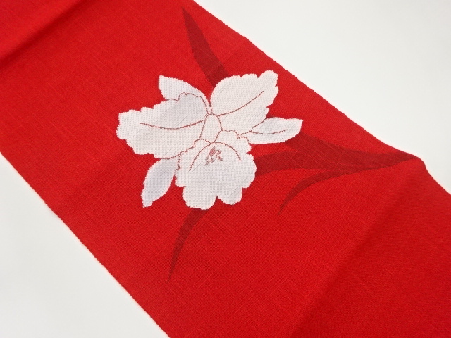 紗紬紙布花模様織出し夏用名古屋帯